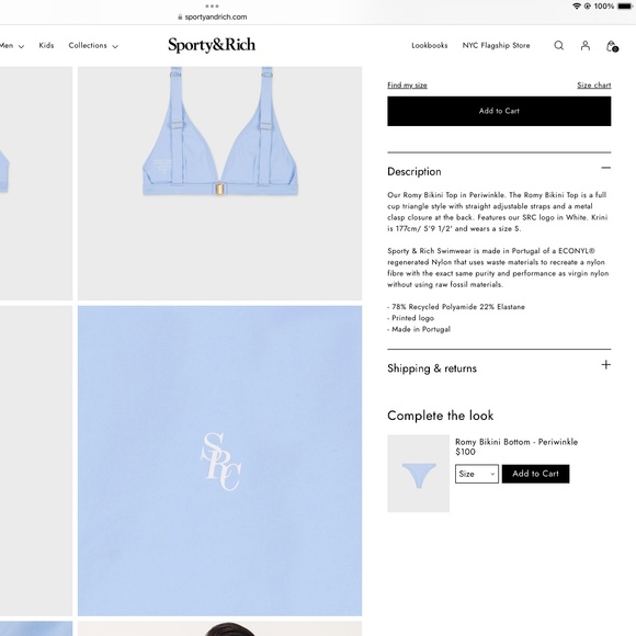 SPORTY & RICH ROMY BIKINI BOTTOM & TOP PERIWINKLE - Picture 5 of 11